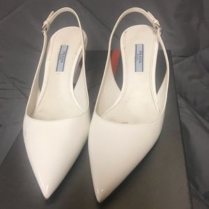 PRADA WHITE SLINGBACK HEEL